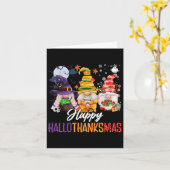 Halloween Thanksgiving Christmas Happy Hallothanks カード (黄色い花)