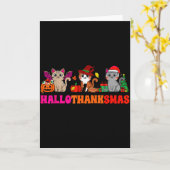 Halloween Thanksgiving Christmas Happy Hallothanks カード (黄色い花)