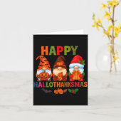 Halloween Thanksgiving Christmas Happy Hallothanks カード (黄色い花)