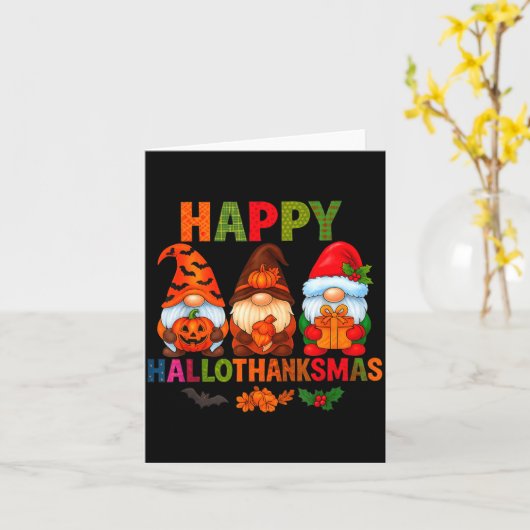 Halloween Thanksgiving Christmas Happy Hallothanks カード (黄色い花)