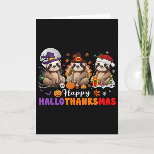 Halloween Thanksgiving Christmas Happy Hallothanks カード (正面)
