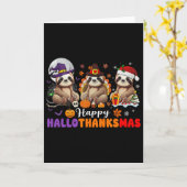 Halloween Thanksgiving Christmas Happy Hallothanks カード (黄色い花)