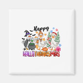 Halloween Thanksgiving Christmas Happy Hallothanks マグネット (正面)