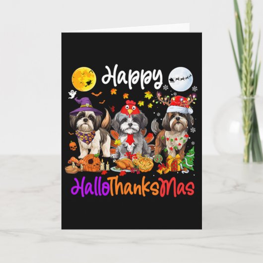 Halloween Thanksgiving Christmas Shih Tzu Dog Hall カード (正面)