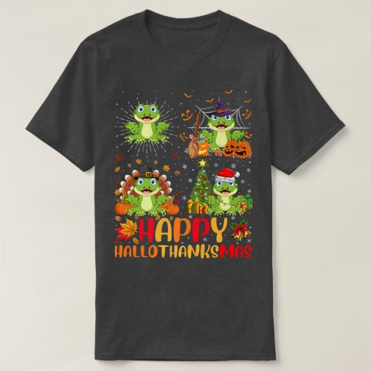 Halloween Thanksgiving Christmas Tree Frog Halloth Tシャツ (デザイン正面)