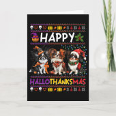 Halloween Thanksgiving Christmas Ugly Papillon Dog カード (正面)