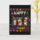 Halloween Thanksgiving Christmas Ugly Papillon Dog カード (黄色い花)