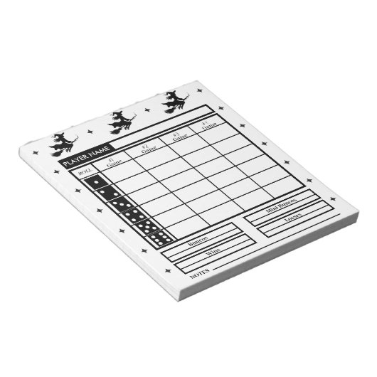 Halloween Theme Bunco Score Pad  Witch Flying  ノートパッド (アングル)