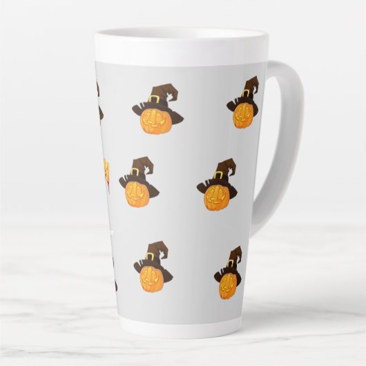 Halloween theme: Ghosts and pumpkin カフェラテマグ (右アングル)