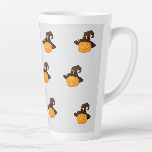 Halloween theme: Ghosts and pumpkin カフェラテマグ (右)
