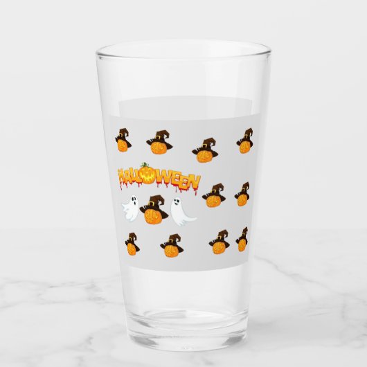 Halloween theme: Ghosts and pumpkin タンブラーグラス (正面)