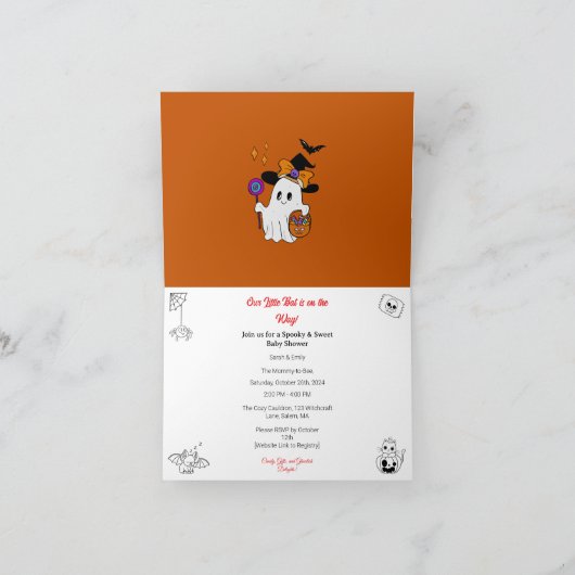 Halloween Themed Baby Shower Invite サンキューカード (内部)