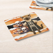 Halloween themed for Cat Lovers with cupcakes スクエアペーパーコースター (アングル)