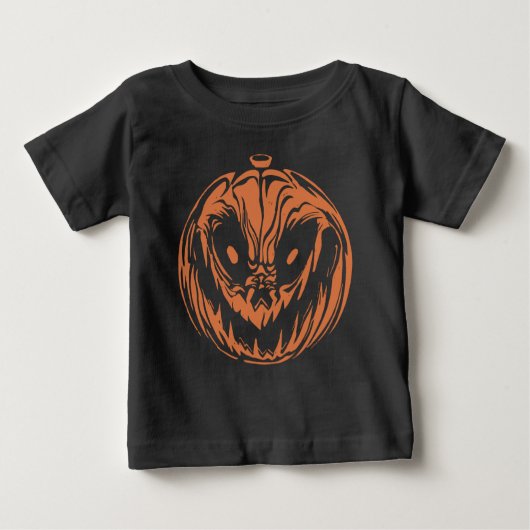 halloween-themed scary pumpkin design ベビーTシャツ (正面)