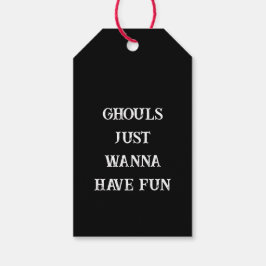 Halloween Three Cute Cheerful Ghosts Black White  ギフトタグ