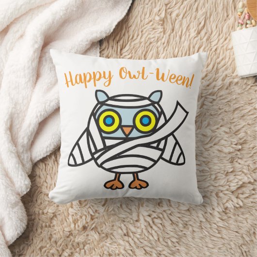 Halloween Throw Pillow Owl Mummy クッション (ブランケット)