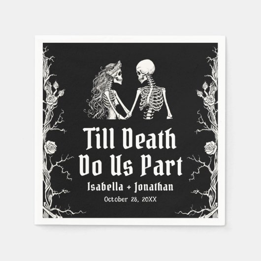 Halloween Till Death Do Us Part Skeletons Wedding スタンダードカクテルナプキン (正面)