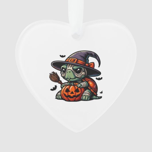 Halloween Tortoise Turtle Witch Hat Costume Spooky オーナメント (正面)