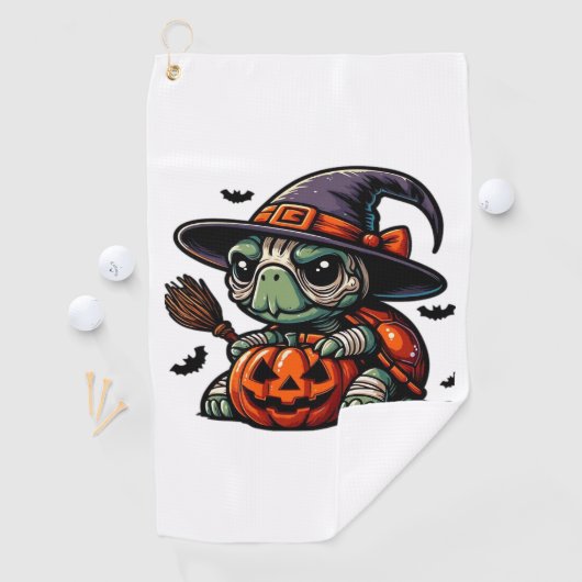 Halloween Tortoise Turtle Witch Hat Costume Spooky ゴルフタオル (インサイチュ)