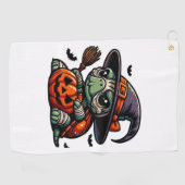 Halloween Tortoise Turtle Witch Hat Costume Spooky ゴルフタオル (横)