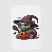 Halloween Tortoise Turtle Witch Hat Costume Spooky ゴルフタオル (正面)