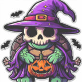 Halloween Tortoise Turtle Witch Hat Costume Spooky シール (正面)