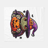 Halloween Tortoise Turtle Witch Hat Costume Spooky フリースブランケット (正面(横))