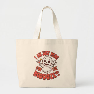 Halloween Tote Bag- "I am just here for the boooze ラージトートバッグ