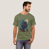 Halloween Tree House Black Cat Men's T-Shirt Tシャツ (正面フル)