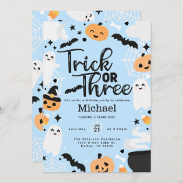 Halloween Trick or Three 3rd Birthday Party 招待状