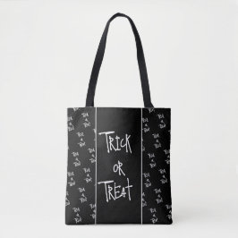 Halloween trick or treat black and white トートバッグ