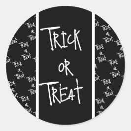 Halloween trick or treat black and white ラウンドシール