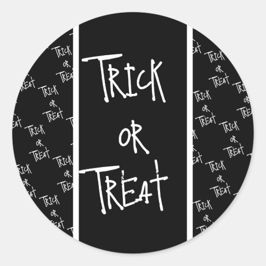 Halloween trick or treat black and white ラウンドシール (正面)