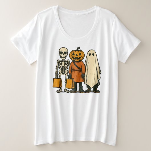 Halloween Trick or Treat Crew プラスサイズTシャツ (デザイン正面)