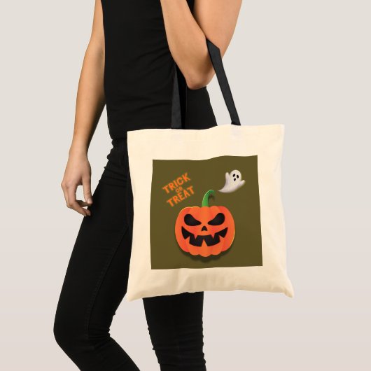 Halloween Trick or Treat Ghost Tote Bag トートバッグ (正面(商品))