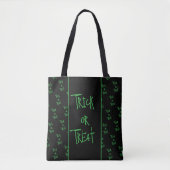 Halloween trick or treat green and black トートバッグ (正面)
