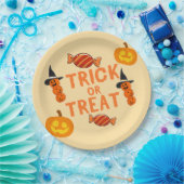 Halloween "Trick or Treat" Paper Plates with Pumpk ペーパープレート (パーティー)
