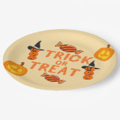 Halloween "Trick or Treat" Paper Plates with Pumpk ペーパープレート (アングル)