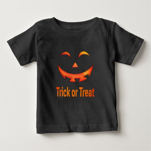 Halloween Trick or Treat Pumpkin Face ベビーTシャツ (正面)