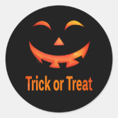 Halloween Trick or Treat Pumpkin Face ラウンドシール (正面)