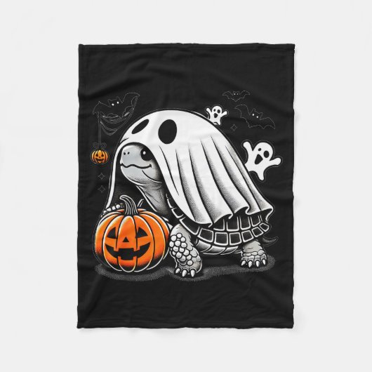 Halloween Turtle Ghost Pumpkin Costume Terran Tort フリースブランケット (正面)