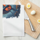 Halloween Turtle Skeleton Rocker Tee for Music Lov キッチンタオル (四つ折り)