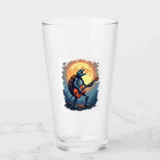 Halloween Turtle Skeleton Rocker Tee for Music Lov タンブラーグラス (正面)
