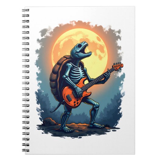 Halloween Turtle Skeleton Rocker Tee for Music Lov ノートブック (正面)