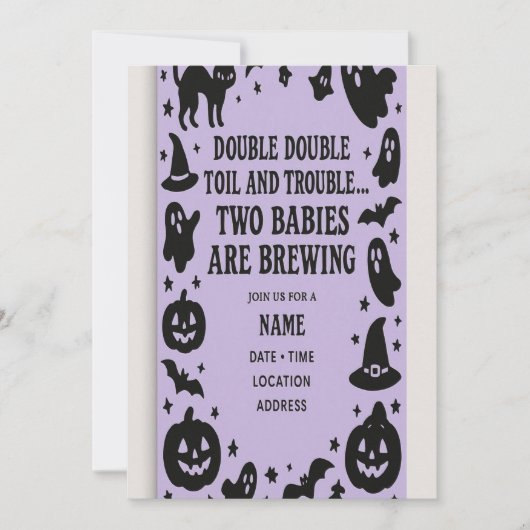 Halloween Twin Baby Shower Invitation 招待状 (正面)