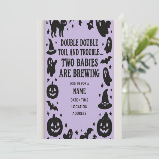 Halloween Twin Baby Shower Invitation 招待状 (スタンド正面)