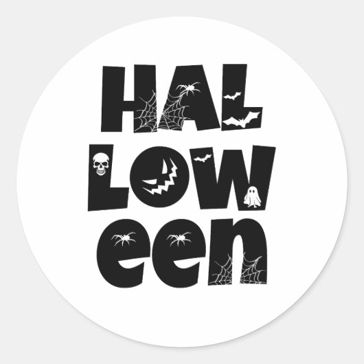 Halloween Typography ラウンドシール (正面)