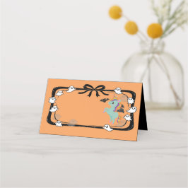 Halloween Unicorn Greeting Bat Orange Place Card プレイスカード