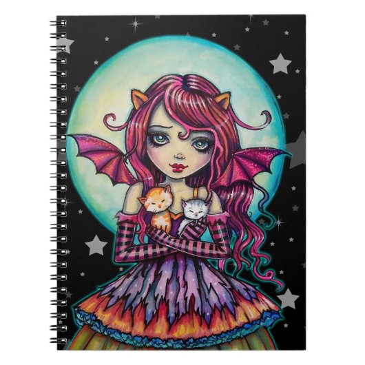 Halloween Vampire Fairy with Two Cats ノートブック (正面)