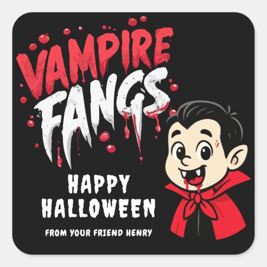 Halloween Vampire Fangs スクエアシール (正面)